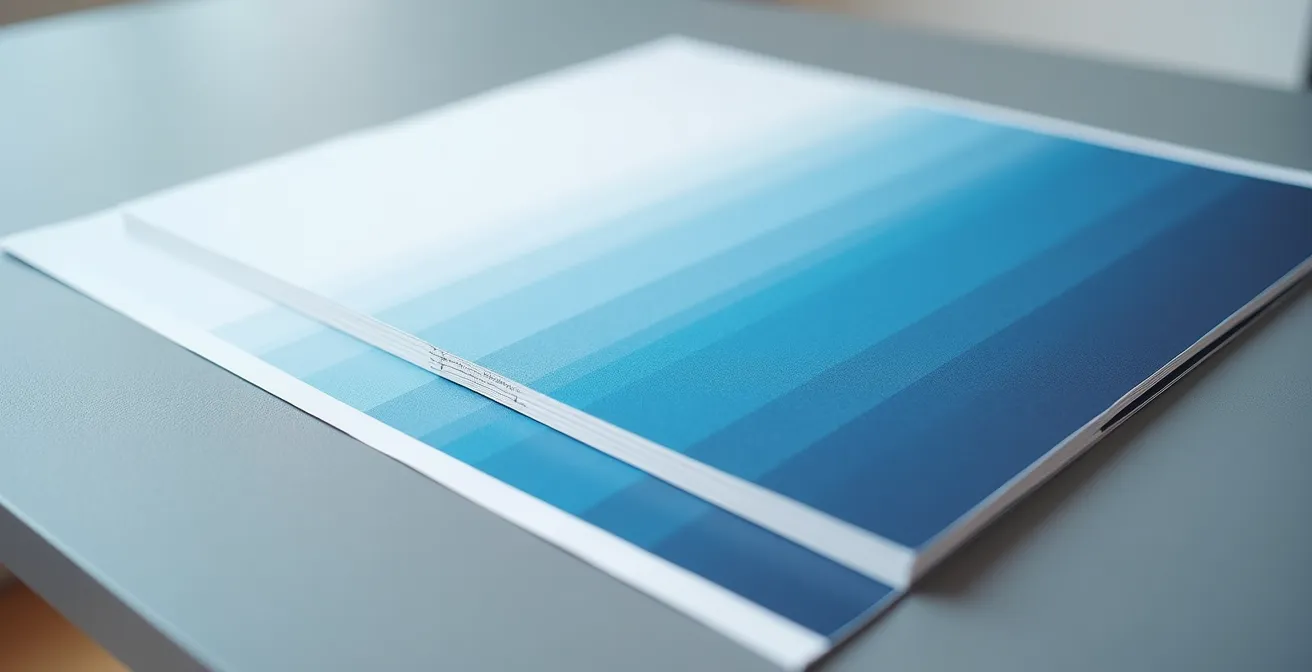 Comparaison visuelle de dégradés imprimés montrant la différence entre 12 et 14 bits