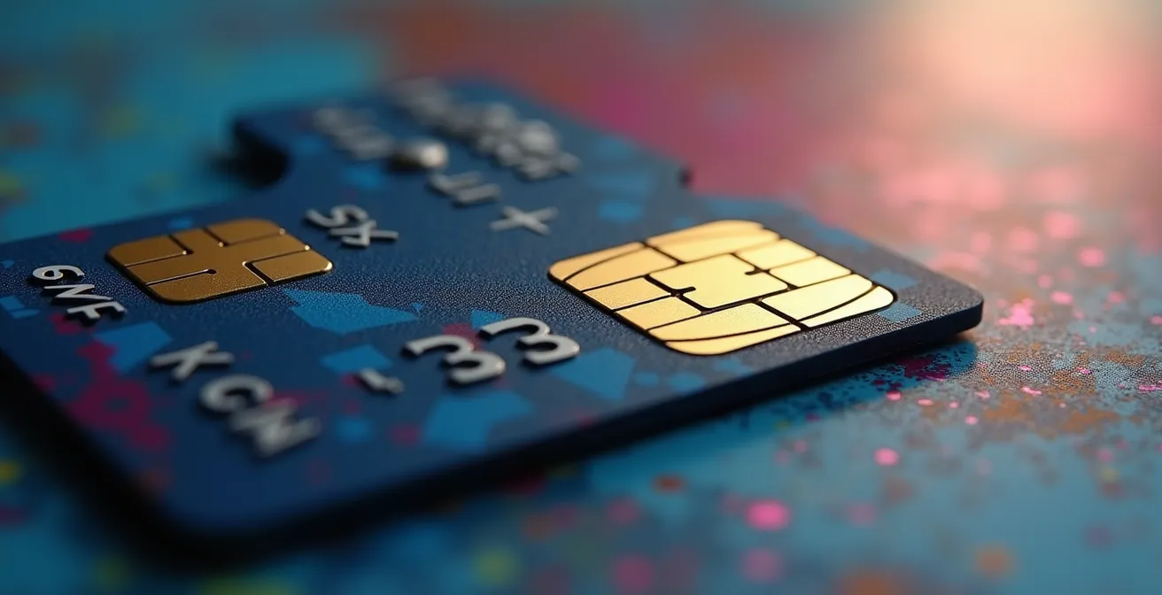 Détail macro d'une carte SD montrant les indices de contrefaçon