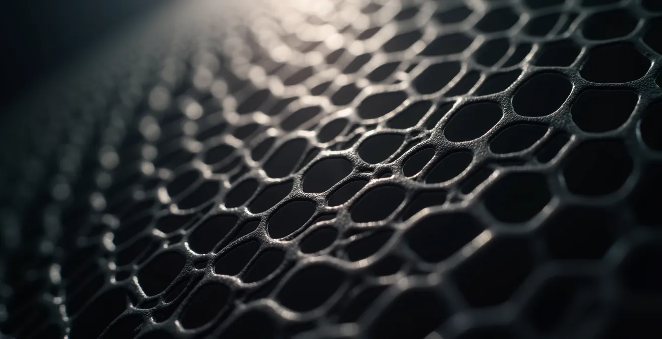 Gros plan sur une grille nid d'abeilles montée sur une octabox en studio photo