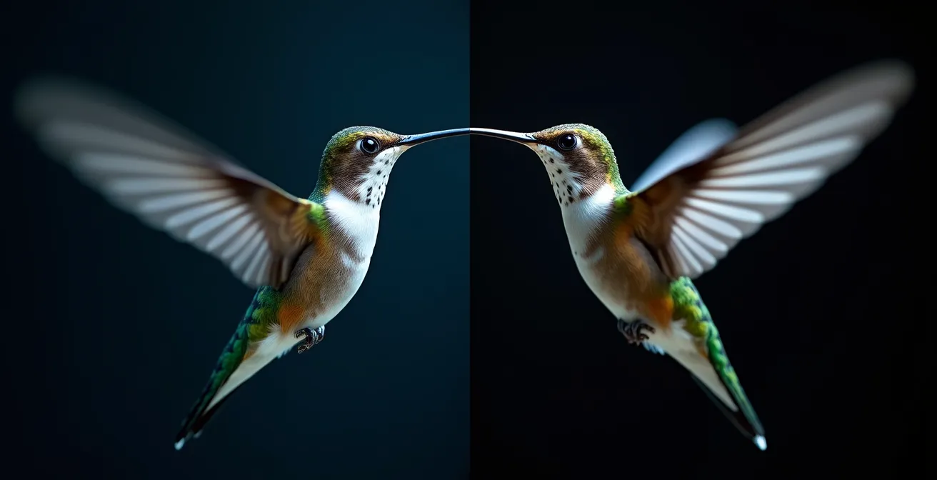 Comparaison visuelle entre obturateur mécanique et électronique sur mouvement rapide