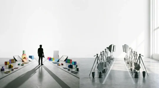 Photographe contemplant deux chemins créatifs divergents, symbolisant le choix entre spécialisation et polyvalence