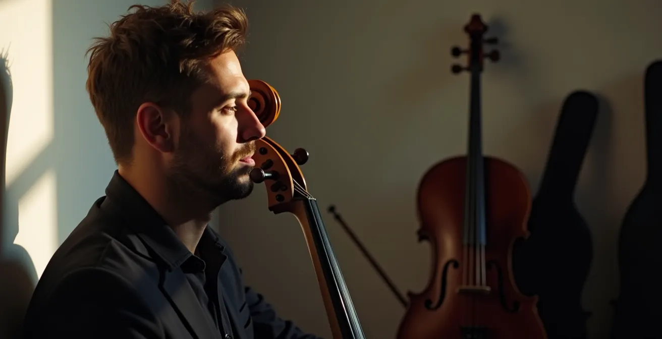Portrait d'artiste en backstage avec éclairage indirect naturel